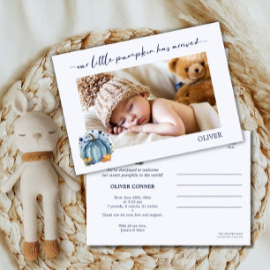 Little Pumpkin Has Arrived Baby Boy Announcement