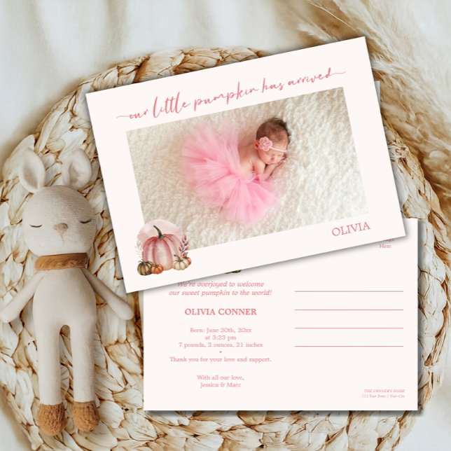 Little Pumpkin Has Arrived Fall Baby Announcement (Creator Uploaded)