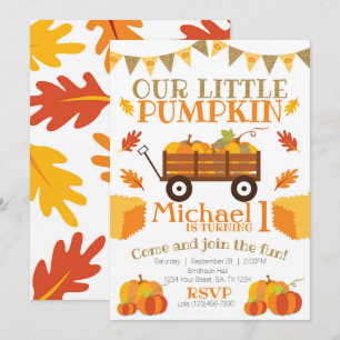 Little Pumpkin Invitation, Pumpkin Patch Birthday Invitation