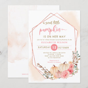 little pumpkin is on her way pink baby shower  invitation