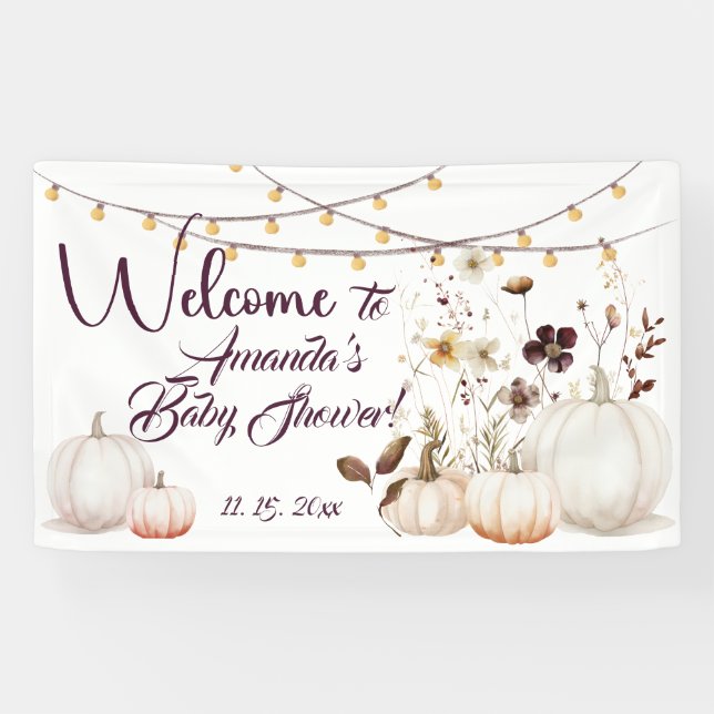Little Pumpkin is on The Way Autumn Baby Shower Banner (Horizontal)