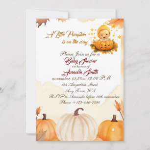 Little Pumpkin is on The Way Autumn Baby Shower Invitation
