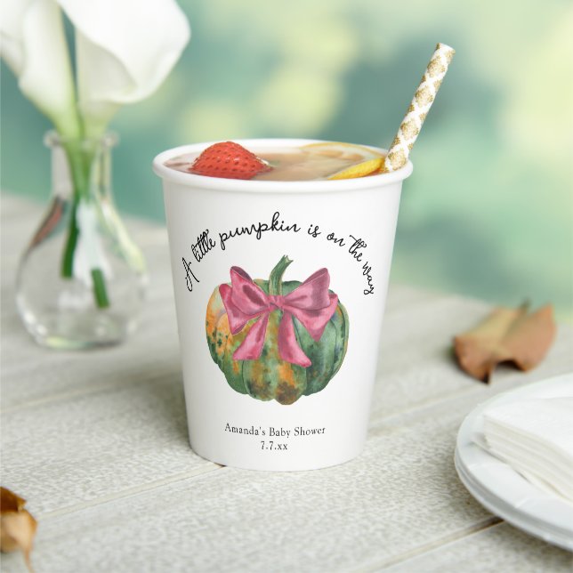 Little Pumpkin is on the way Autumn baby shower  Paper Cups (Insitu)