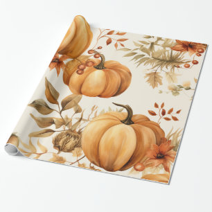Little Pumpkin is on The Way Autumn Baby Shower Wrapping Paper