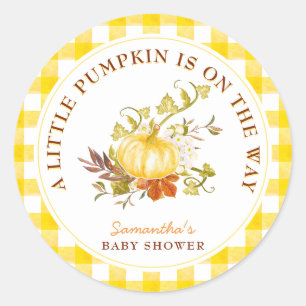 Little Pumpkin is on the way Baby Shower  Classic Round Sticker