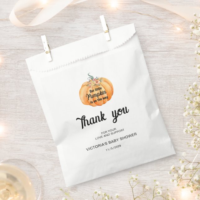 Little Pumpkin is on the way Baby Shower  Favour Bags (Clipped)