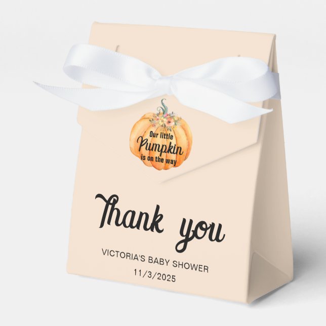 Little Pumpkin is on the way Baby Shower  Favour Box (Front Side)