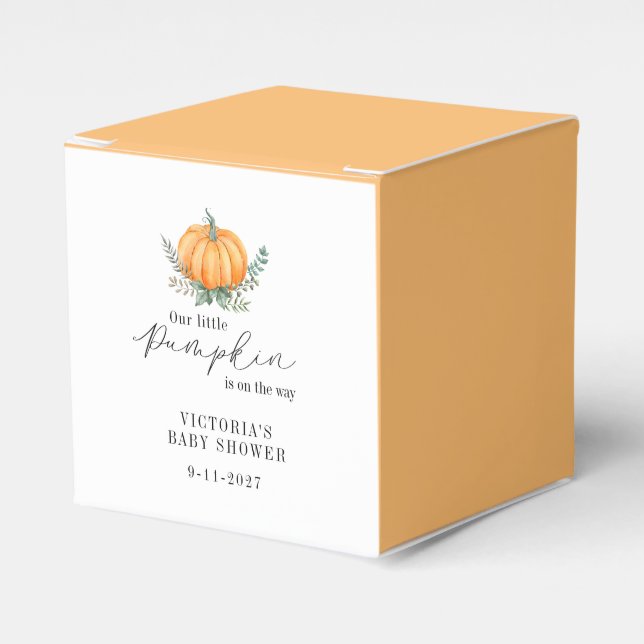 Little Pumpkin is on the way Baby Shower Favour Box (Front Side)