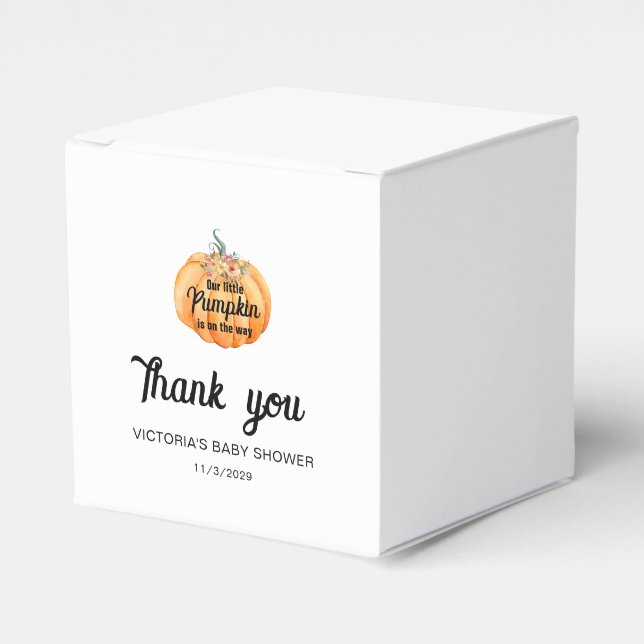 Little Pumpkin is on the way Baby Shower  Favour Box (Front Side)