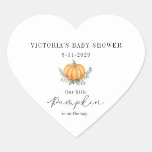 Little Pumpkin is on the way Baby Shower Heart Sticker