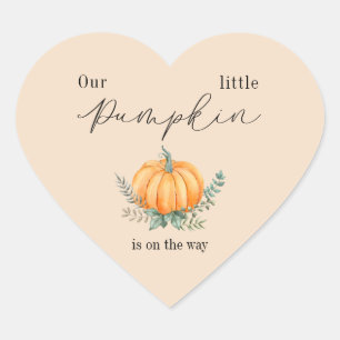 Little Pumpkin is on the way Baby Shower Heart Sticker