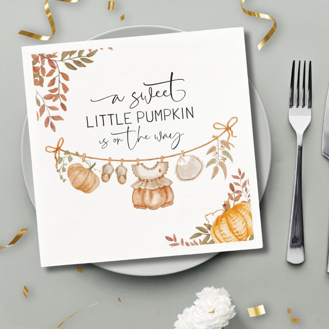Little Pumpkin is on the Way Baby Shower Napkin (Creator Uploaded)
