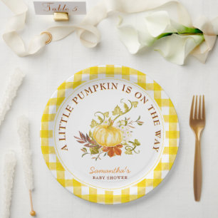 Little Pumpkin is on the way Baby Shower Paper Plate