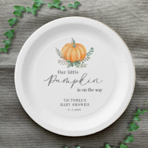 Little Pumpkin is on the way Baby Shower Paper Plate