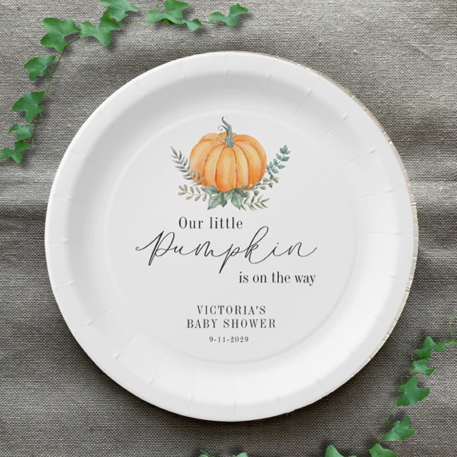 Little Pumpkin is on the way Baby Shower Paper Plate (Creator Uploaded)