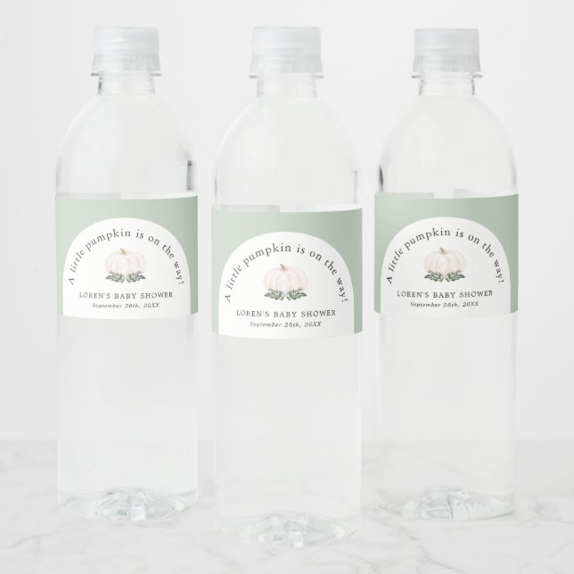 Little Pumpkin Is On The Way Baby Shower Water Bottle Label (Bottles)