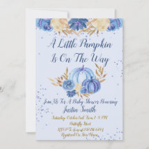 Little Pumpkin Is On The Way Blue Baby Shower
