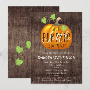 Little Pumpkin is on the Way   Cute Baby Shower Invitation