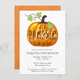 Little Pumpkin is on the Way   Cute Baby Shower Invitation