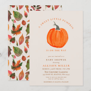 little pumpkin is on the way fall baby shower  inv invitation