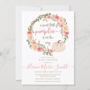 little pumpkin is on the way fall baby shower invitation