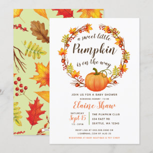 little pumpkin is on the way fall baby shower invitation