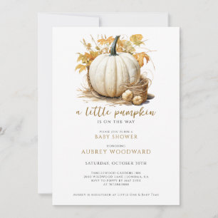 Little Pumpkin Is On The Way Fall Baby Shower Invitation