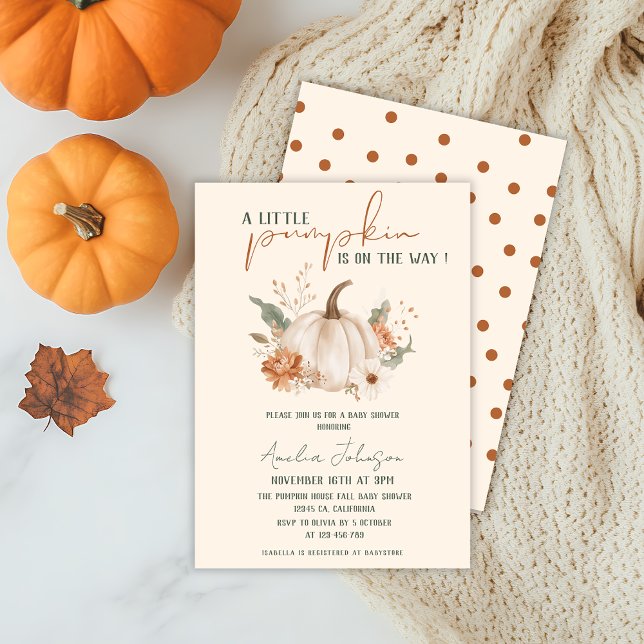 Little Pumpkin is on the way Fall Baby Shower  Invitation (Creator Uploaded)