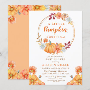 little pumpkin is on the way fall baby shower invitation