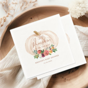 Little Pumpkin Is On The Way Fall Baby Shower Napkin