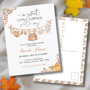  Little Pumpkin is on the Way Fall Baby Shower Postcard
