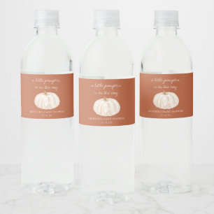Little Pumpkin Is On The Way Fall Baby Shower Water Bottle Label