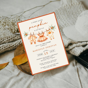 Little Pumpkin is on the Way Gingham Baby Shower  Invitation