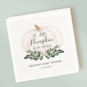 Little Pumpkin Is On The Way Greenery Baby Shower Napkin