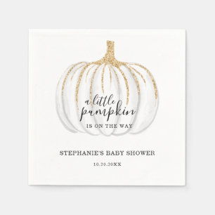Little Pumpkin Is On The Way Modern Baby Shower Napkin