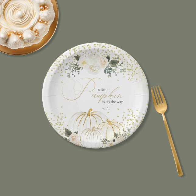 Little Pumpkin Is On The Way Paper Plate (Creator Uploaded)