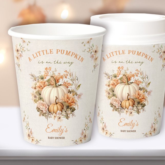 Little Pumpkin Is On The Way Pastel Baby Shower Paper Cups (Little Pumpkin Is On The Way Pastel Baby Shower Paper Cups)