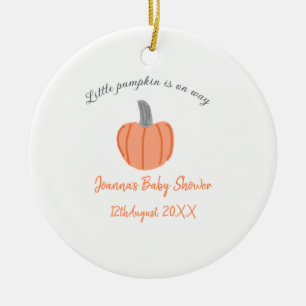 Little pumpkin is on way orange grey baby shower a ceramic tree decoration