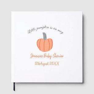 Little pumpkin is on way orange grey baby shower a guest book