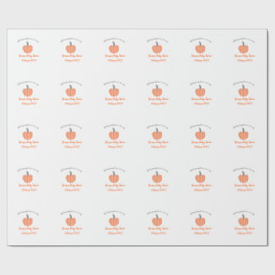 Little pumpkin is on way orange grey baby shower a wrapping paper