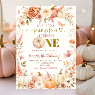 Little Pumpkin Is One First Birthday Invitation