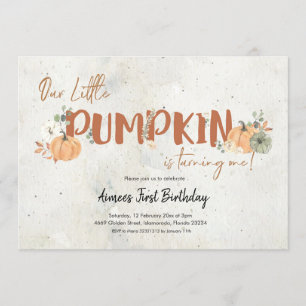 Little Pumpkin is Turning One Girl Birthday Invitation