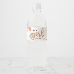 Little Pumpkin It's A Girl Baby Shower Water Bottle Label