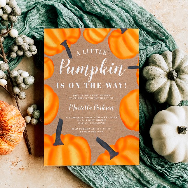 Little pumpkin kraft orange fall baby shower invitation (Little pumpkin kraft orange fall baby shower invitation)