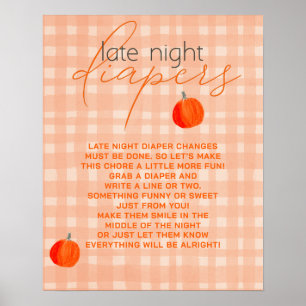 Little Pumpkin Late Night Diapers Baby Shower Game Poster