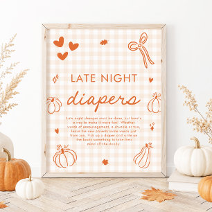 Little Pumpkin Late Night Diapers Baby Shower Game Poster