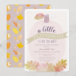 Little Pumpkin Lavender Pink Virtual Baby Shower Invitation