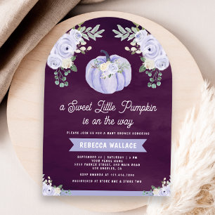 Little Pumpkin Lavender Rose Arch Plum Baby Shower Invitation