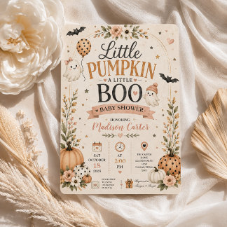 Little Pumpkin Little Boo Halloween Baby Shower Invitation