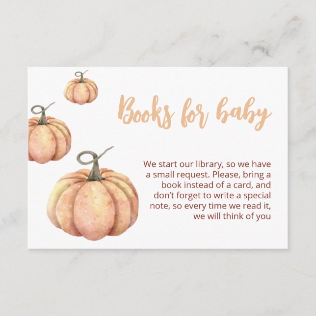 Little Pumpkin minimalist Baby Shower | Fall theme Enclosure Card (Front)